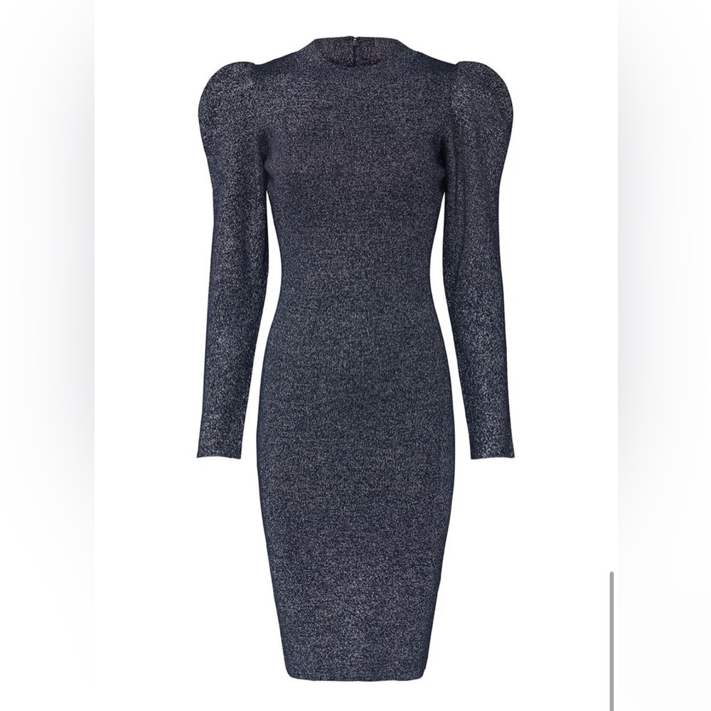 Sachin & Babi Amelie Metallic Navy Blue Knit Sweater Dress Women’s Size Small - Picture 2 of 14